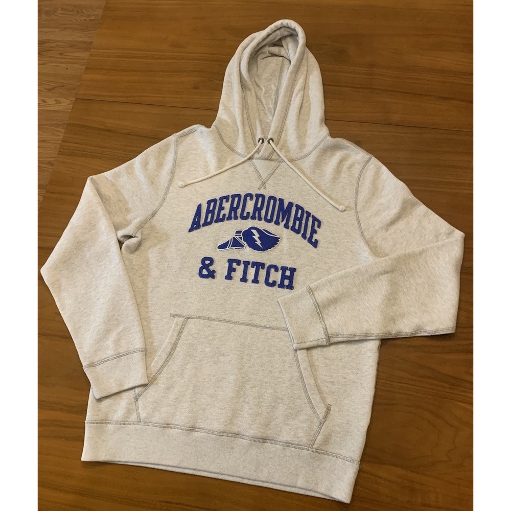 Abercrombie & Fitch Hoodie Mens L A&F Sneaker Wing Logo Gray Pullover Sweatshirt